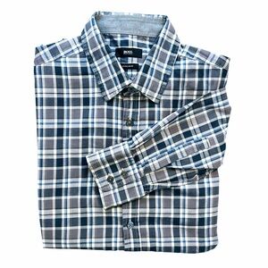 Hugo Boss Lukas‎ 2 Long-Sleeve Plaid Button-Up Shirt Men's Size Large